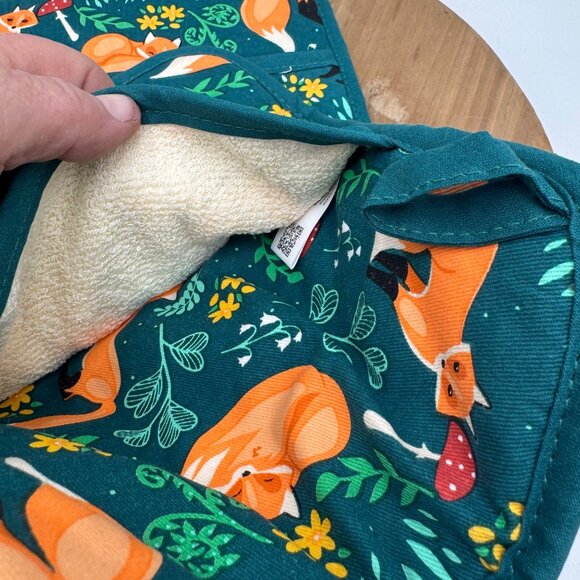 Pot holders heat resistance Fox Print pocket terry cloth lined NWOT - Picture 6 of 13